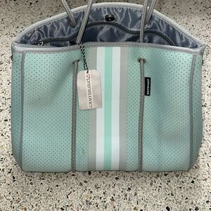 NEW PreneLOVE seafoam green grey gray classic large tote bag neoprene